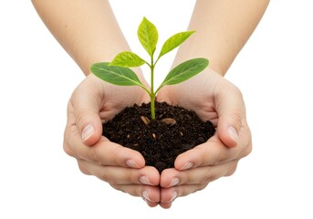 Hands holding sprout, growth