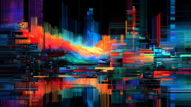 Cyberpunk Glitch Abstract