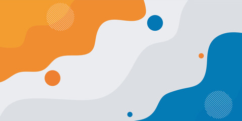 Blue and orange geometric business banner design. Creative banner design with wave shapes and lines for template. Simple design on white horizontal banner. Eps10 vector