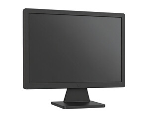 Fototapeta premium Sleek black monitor on a stand, ideal for workspace