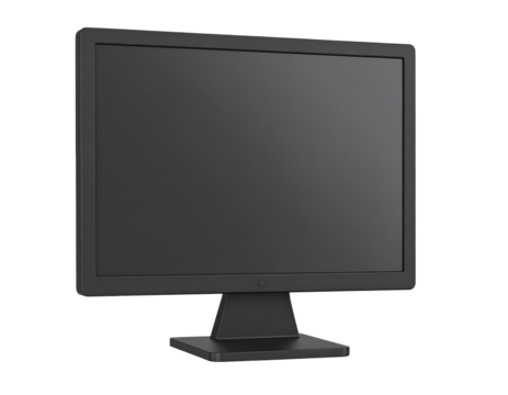 Sleek black monitor on a stand, ideal for workspace