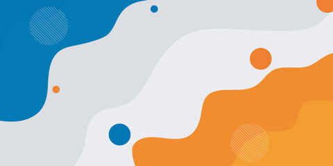 Blue and orange geometric business banner design. Creative banner design with wave shapes and lines for template. Simple design on white horizontal banner. Eps10 vector