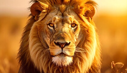 Fototapeta premium beautiful detailed close up image of a lion looking at camera