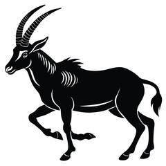 Majestic Sable Antelope Black and White Illustration