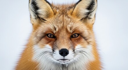 Fototapeta premium Close up portrait of a fox in winter with snowflakes on its fur and whiskers
