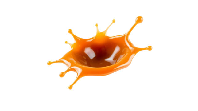 Caramel splash isolated on transparent background