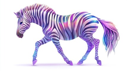 Colorful zebra in profile view, vibrant stripes
