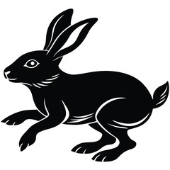 Elegant Black Rabbit Silhouette A Vector Illustration