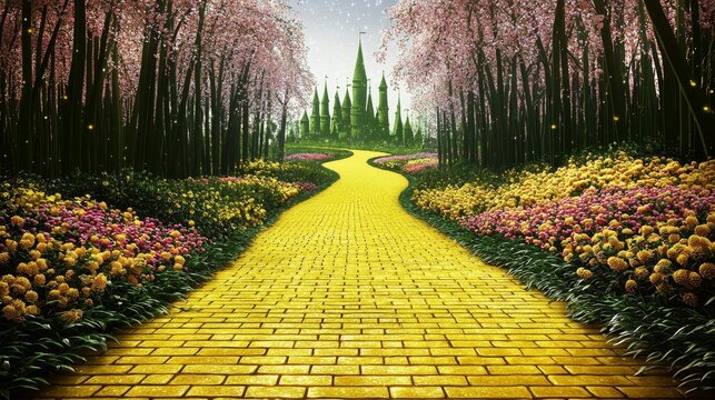 Captivating Visual of the Yellow Brick Road and Emerald City