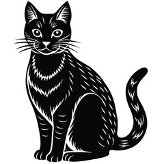 Elegant Black Cat Illustration A Striking Silhouette Design