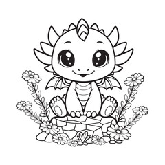 cute baby dragon coloring page for kids