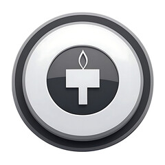 Elegant Gray and White Button Icon of a Candle