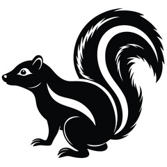 Striped Skunk Silhouette Black and White Animal Illustration