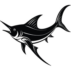 Striking Black and White Illustration of a Swordfish