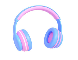 Pastel-colored over-ear headphones, 3D rendered