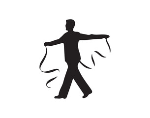 Elegant silhouette of a dancing, symbolizing rhythm, dance, and passion, perfect for events, celebrations, and creative projects related to performing arts and dance.