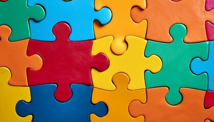 Fototapeta premium colorful pieces puzzles background world autism awareness day concept top view