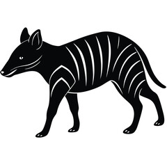 Striped Extinct Animal Silhouette  Ancient Mammal Illustration