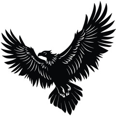 Obraz premium Majestic Eagle in Flight Black and White Vector Illustration