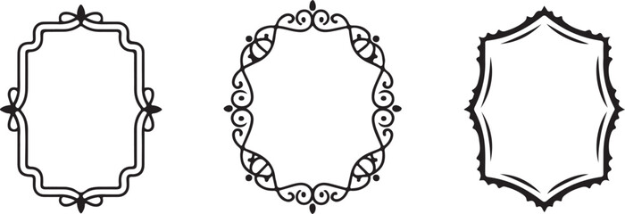 Set of decorative circular frames with intricate designs, perfect for invitations, certificates, or creative projects needing elegant and ornamental borders.