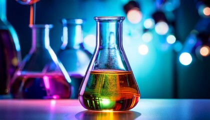 vibrant laboratory flask symbolizing chemical innovation and research