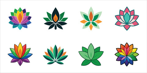 Collection of Stylized Lotus Flower Logo Design
