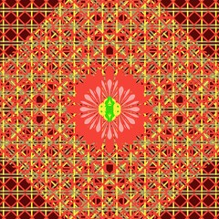 It is created to be a fabric pattern,tile pattern,background,backdrop,which is composed of triangles,lines,squares,lines that are arranged in layers in an orderly manner,making look like a flower and