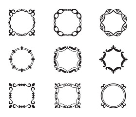 Set of decorative circular frames with intricate designs, perfect for invitations, certificates, or creative projects needing elegant and ornamental borders.