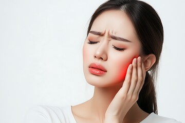 Fototapeta premium Young Woman with Redness on Face - Suffering from Tooth Pain