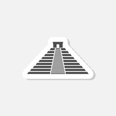 Mexican pyramid icon sticker isolated on gray background