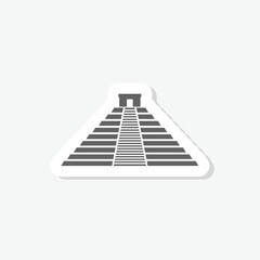 Mexican pyramid icon sticker isolated on gray background