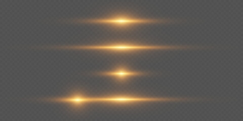 Horizontal golden highlights on a dark background, the effect of a glowing lens flare.