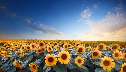 Obraz premium vibrant sunflowers under a brilliant blue summer sky cloudless floral