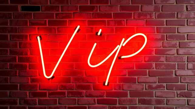 Vip neon Sign on brickwall