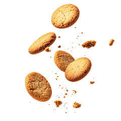 Group Of Cookies Are Falling isolated on a transparent background