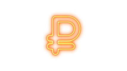 Glowing Neon Ruble Symbol, Neon ruble sign glow with transparent background
