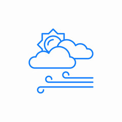 cloudy windy sun icon sign vector