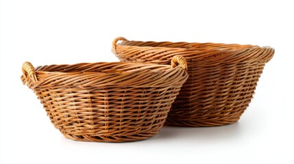 Obraz premium Wicker storage baskets isolated on white background