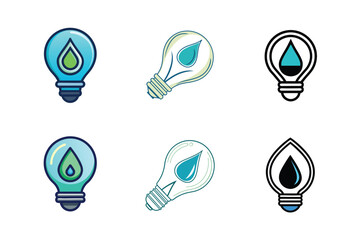 Set of energy saving light logo design 