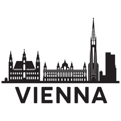 Obraz premium Vector Vienna skyline. Travel Wien famous landmarks. Business and tourism concept for presentation, banner, web site. Vector black silhouette. with white background