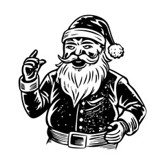 A vintage illustration showing jolly santa 