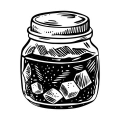 A vintage style illustration depicting sugar jar