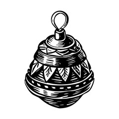 A vintage style illustration showing christmas ornament