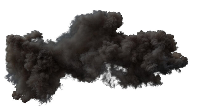 Dense Smoke cloud of a Large Canon Muzzle Flash on a black background