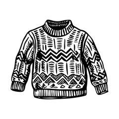 A vintage style illustration showing woolen sweater