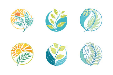 Set of Leaf Symbols for Eco-Friendly Branding