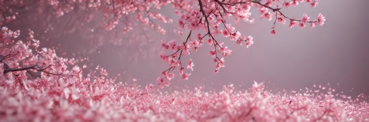 Obraz premium Abstract pink petals swirl, dreamy sakura backdrop, subtle, vibrant, illustration