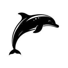 Fototapeta premium Dolphin silhouette, vector black color silhouette