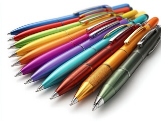 Fototapeta premium A vibrant collection of colorful pens arranged in a captivating arc.