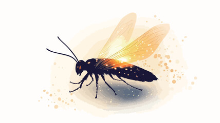 Obraz premium The image presents a stylized silhouette of a wasp against a white background. The wasp is rendered in dark tones, exhibiting a high contrast against the bright background. The wings are depicted...